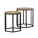 Adger - 2 Piece Hexagonal Nesting Tables - Natural And Black - Atlantic Fine Furniture Inc
