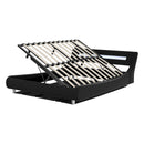 Queen Size Low Profile Upholstered Platform Bed with LED headboard,Black - Atlantic Fine Furniture Inc