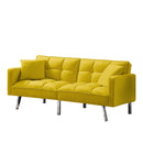 FUTON SOFA SLEEPER YELLOW VELVET WITH 2 PILLOWS - Atlantic Fine Furniture Inc