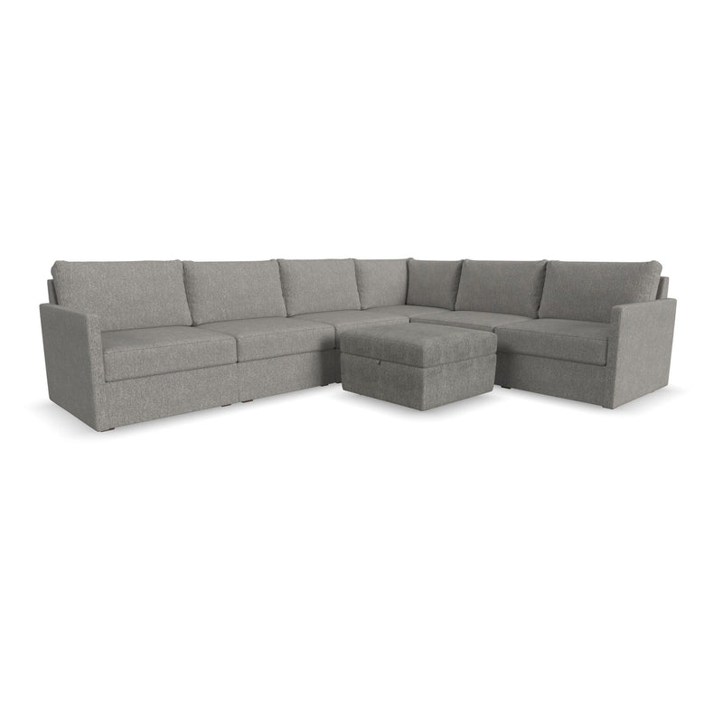 Flex - 6 Seat Sectional, Storage Ottoman - Dark Gray