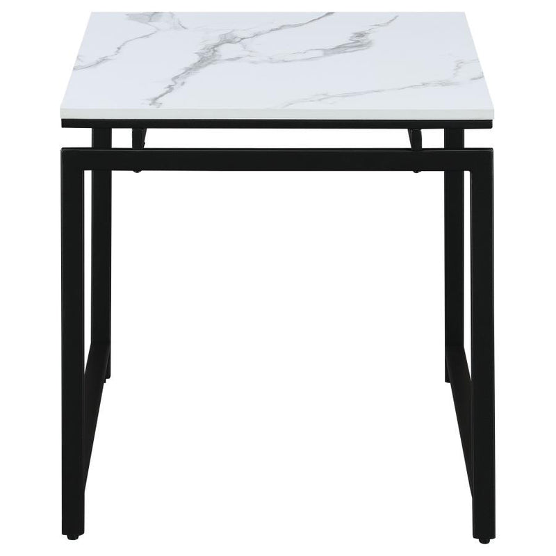 Clark - 3 Piece Faux Marble Top Coffee Table Set - White