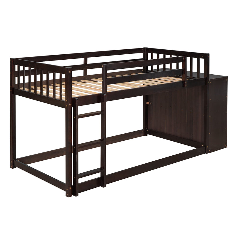 Twin Over Twin Bunk Bed With 4 Drawers And 3 Shelves - Espresso