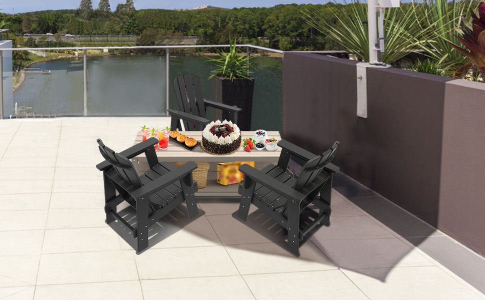 Small Size Adirondack Chair, Plastic Adirondack Chair Fire Pit Chair, Plastic Adirondack Chair, Weather Resistant, Black，1 piece - Atlantic Fine Furniture Inc