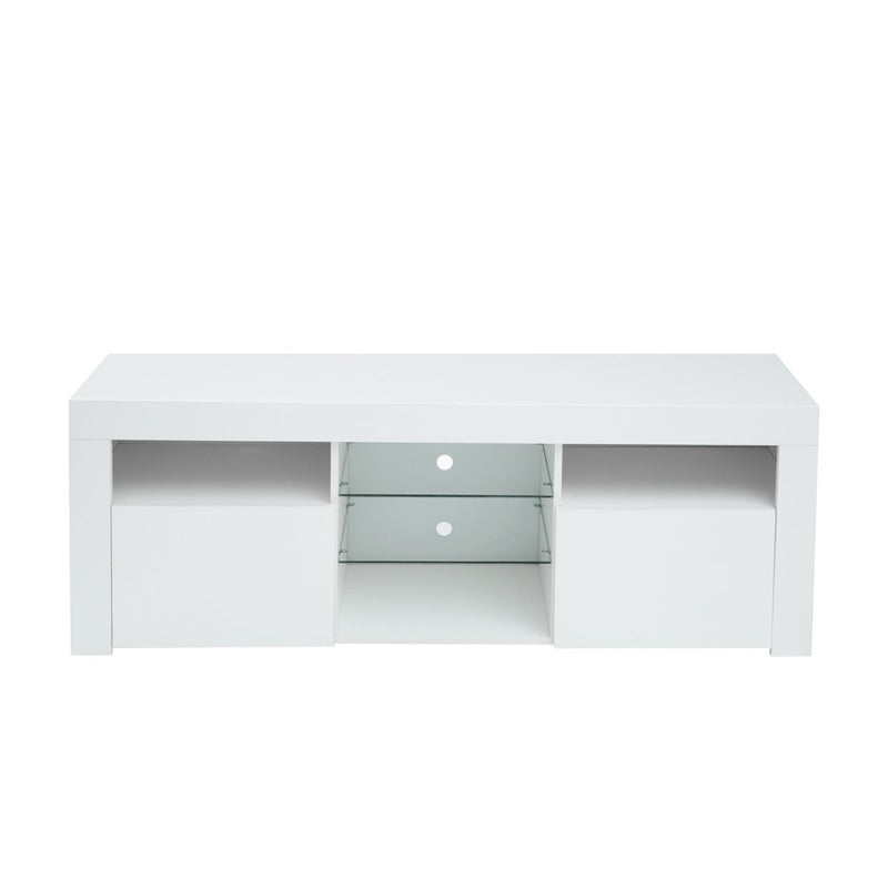 145 Modern 57" TV Stand Matte Body High Gloss Fronts with 16 Color LEDs - Atlantic Fine Furniture Inc