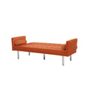 Square arm sleeper sofa Orange Velvet ***Not available for sale on Walmart*** - Atlantic Fine Furniture Inc