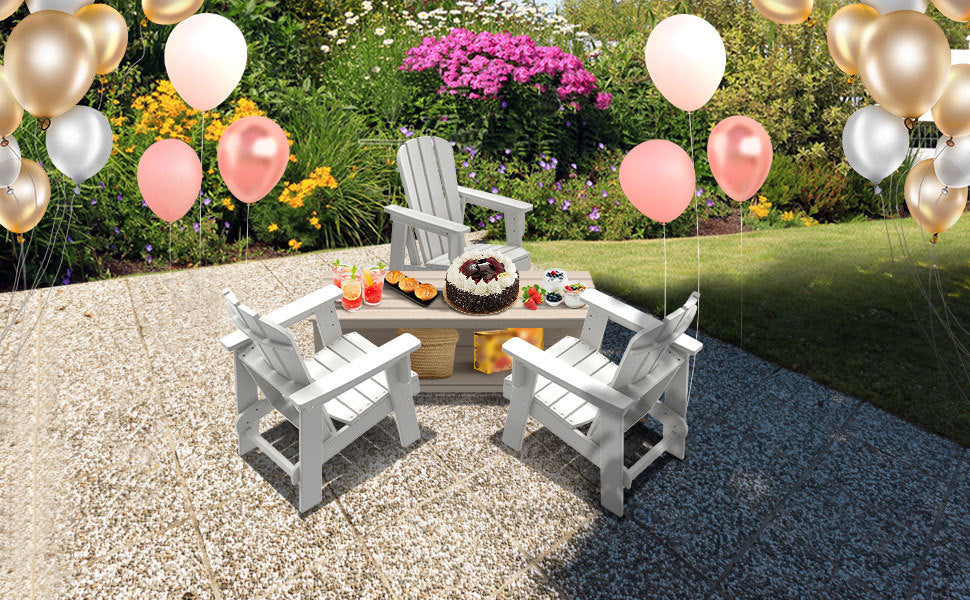 Small Size Adirondack Chair, Plastic Adirondack Chair Fire Pit Chair, Plastic Adirondack Chair, Weather Resistant, White，1 piece - Atlantic Fine Furniture Inc