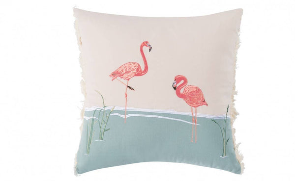 Flamingo Fringed Pillow - Indoor Cotton