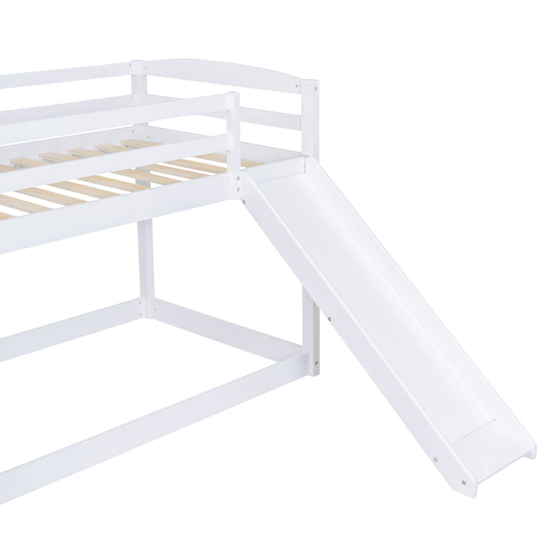 Twin Over Twin Bunk Bed, Convertible Slide And Ladder - White