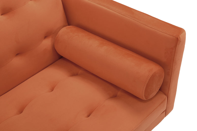 Square arm sleeper sofa Orange Velvet ***Not available for sale on Walmart***