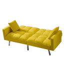 FUTON SOFA SLEEPER YELLOW VELVET WITH 2 PILLOWS - Atlantic Fine Furniture Inc