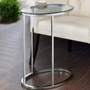 Kyle - Oval Glass Top C-Shaped Sofa Side Table - Chrome - Atlantic Fine Furniture Inc