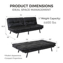 Convertible Memory Foam Futon Couch Bed, Modern Folding Sleeper Sofa-SF267PUBK - Atlantic Fine Furniture Inc