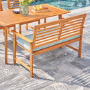 Waimea Honey 4-Piece Slatted Eucalyptus Wood Patio Dining Set with Bench and Cushion - Atlantic Fine Furniture Inc