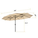 15x9ft Large Double-Sided Rectangular Outdoor Twin Patio Market Umbrella w/Crank-tan - Atlantic Fine Furniture Inc