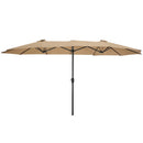 15x9ft Large Double-Sided Rectangular Outdoor Twin Patio Market Umbrella w/Crank- taupe - Atlantic Fine Furniture Inc