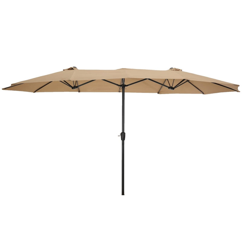 15x9ft Large Double-Sided Rectangular Outdoor Twin Patio Market Umbrella w/Crank- taupe - Atlantic Fine Furniture Inc