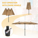 15x9ft Large Double-Sided Rectangular Outdoor Twin Patio Market Umbrella w/Crank- taupe - Atlantic Fine Furniture Inc