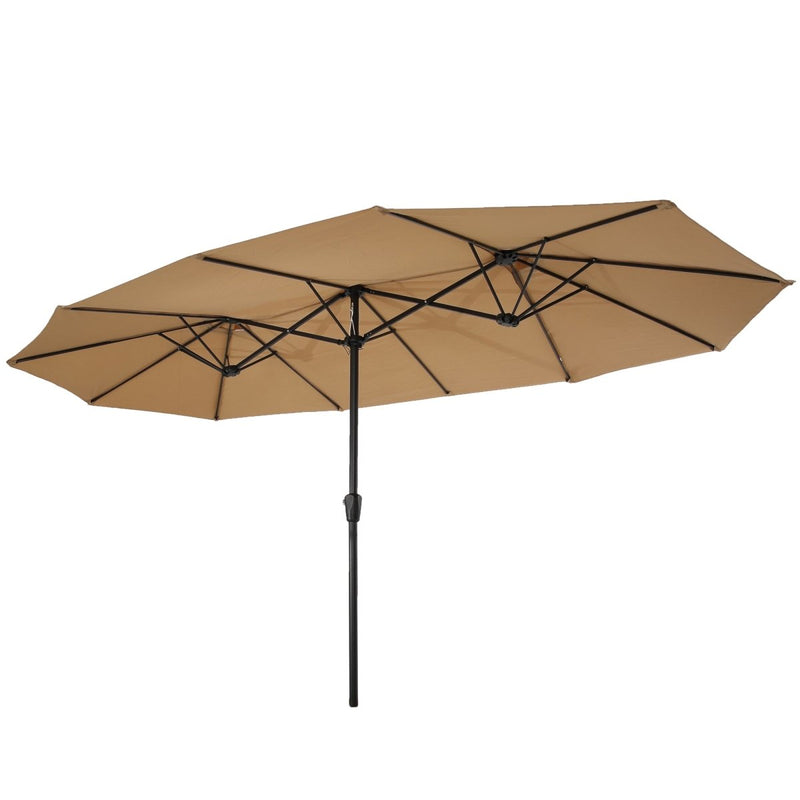 15x9ft Large Double-Sided Rectangular Outdoor Twin Patio Market Umbrella w/Crank- taupe - Atlantic Fine Furniture Inc