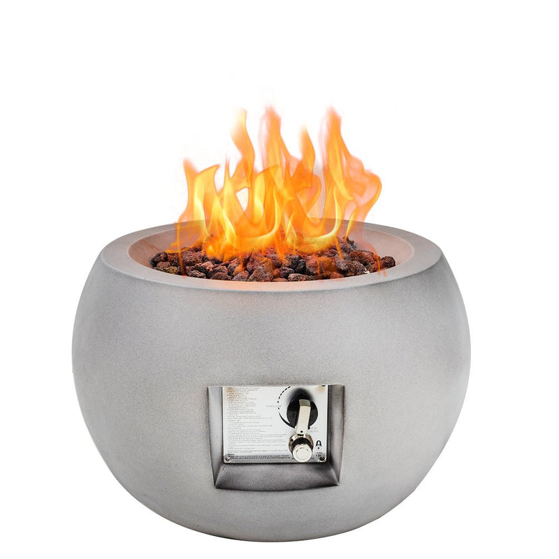16" Modern Grey Round Propane Gas Fire Pits for Outdoor - Atlantic Fine Furniture Inc