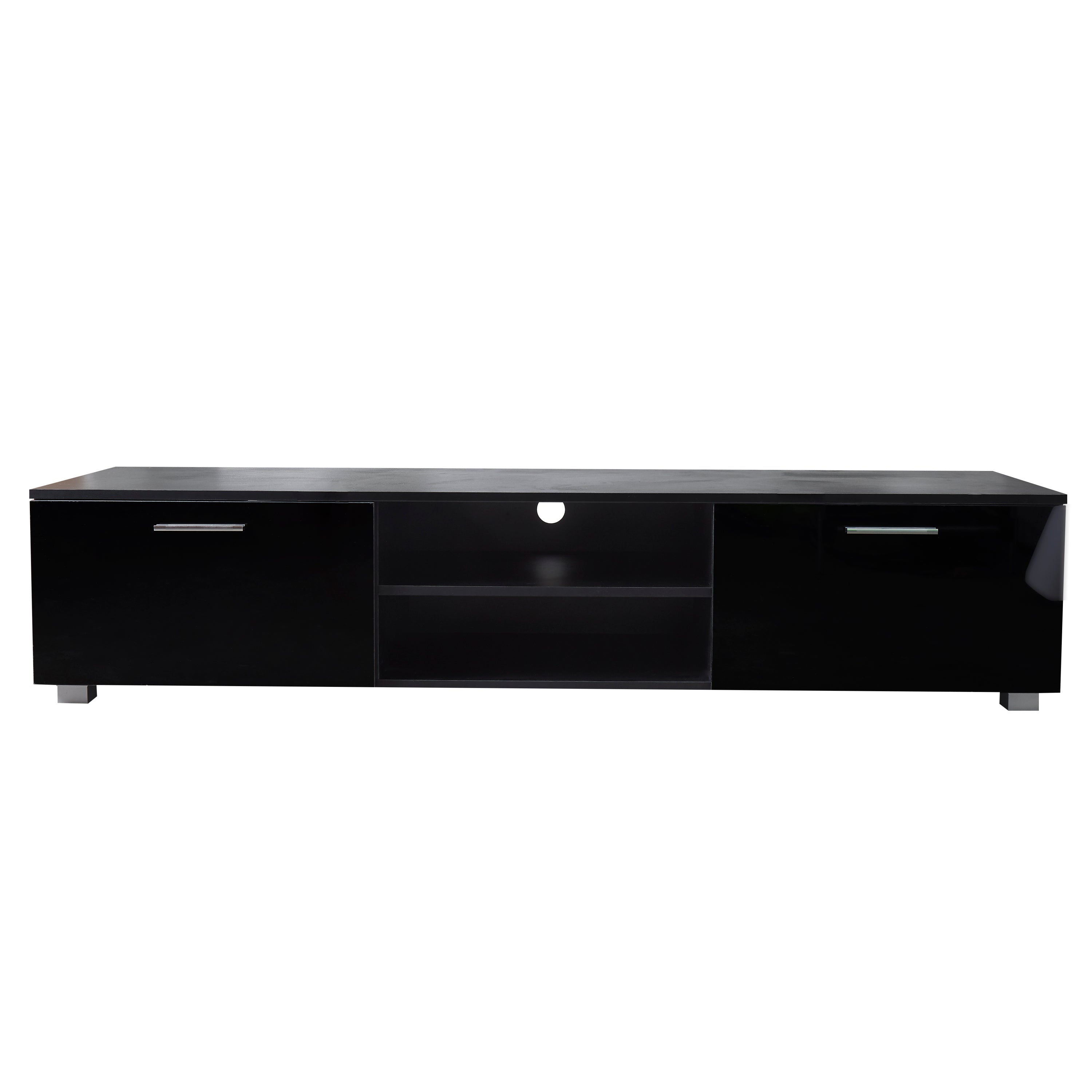 Black TV Stand for 70 Inch TV Stands, Media Console Entertainment Center Television Table, 2 Storage Cabinet with Open Shelves for Living Room Bedroom - Atlantic Fine Furniture Inc