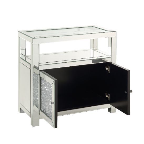 Noralie - Cabinet - Clear Glass, Mirroed & Faux Diamonds