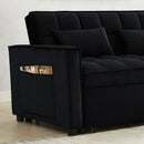 Modern Velvet Convertible Loveseat Sleeper Sofa Couch with Adjustable Backrest, 2 Seater Sofa With Pull-Out Bed with 2 Lumbar Pillows For Small Living Room & Apartment - Atlantic Fine Furniture Inc