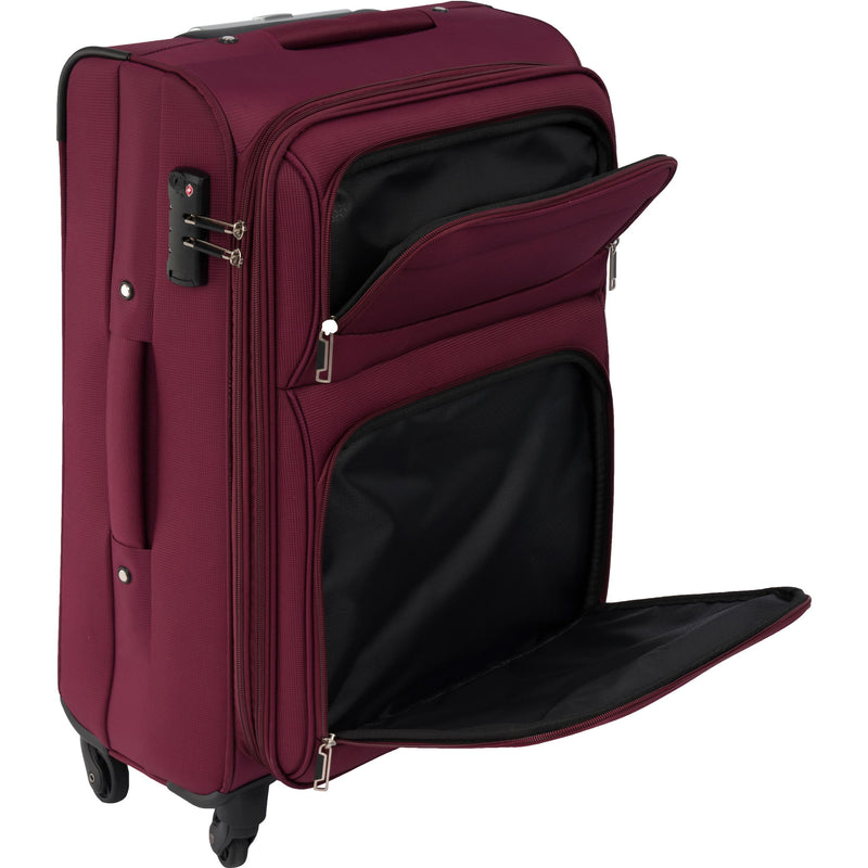 3 Piece Softside Luggage Expandable - Suitcase Set Upright Spinner Softshell Lightweight Luggage Travel Set - Dark Red