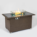 Outdoor 44" Propane Fire pit  Table  Rectangle  50,000 BTU with  8mm Tempered Glass Tabletop & Blue Stone& Steel table lid &Table waterproof dusty Cover ,ETL Certification (Brown) - Atlantic Fine Furniture Inc