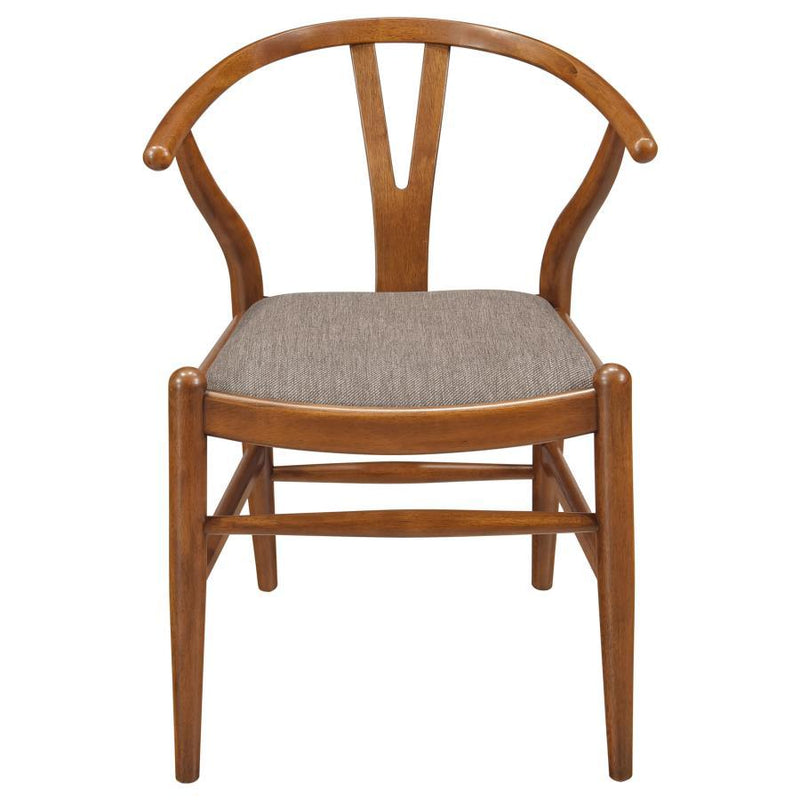 Dinah - Danish Y-Shaped Back Wishbone Dining Side Chair (Set of 2) - Walnut And Brown