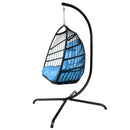 Swing Egg Chair with Stand Indoor Outdoor Wicker Rattan Patio Basket Hanging Chair with C Type bracket , with cushion and pillow,Patio Wicker folding Hanging Chair - Atlantic Fine Furniture Inc