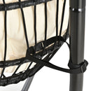 TOPMAX Patio Foldable Swing Chair Porch PE Wicker Egg Hanging Chair Hammock Chair w/Stand and Cushion for Outdoor Balcony Indoor Bedroom, Beige - Atlantic Fine Furniture Inc