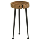 Keith - Round Solid Tree Trunk Side Table - Natural And Black - Atlantic Fine Furniture Inc