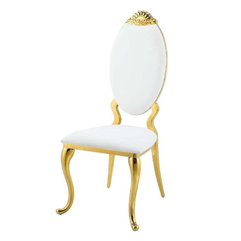 Fallon - Side Chair (Set of 2) - White PU & Mirroed Gold Finish