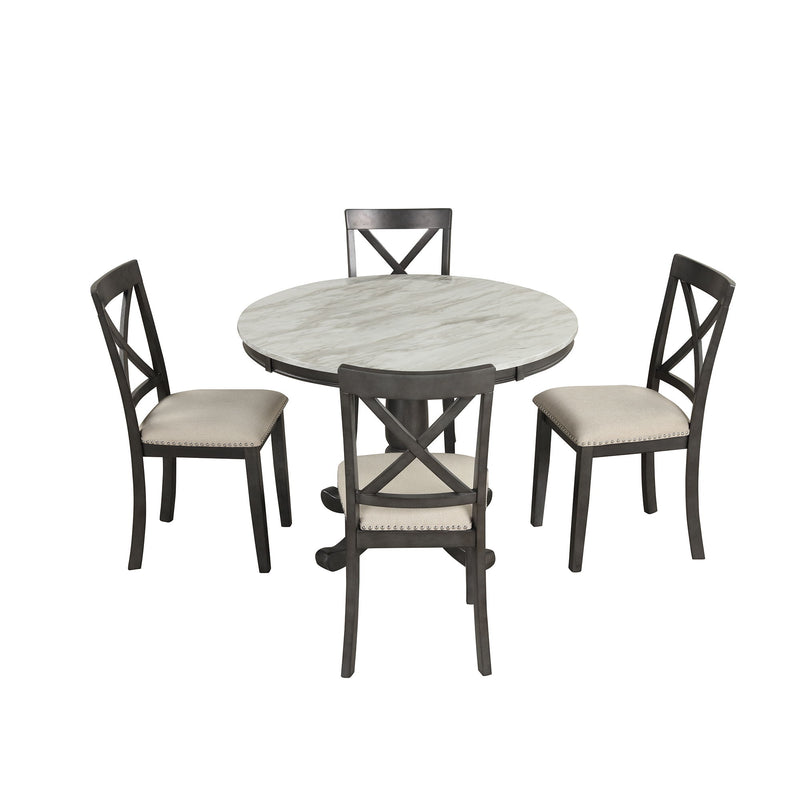 Orisfur. 5 Pieces Dining Table And Chairs Set For 4 Persons, Kitchen Room Solid Wood Table With 4 Chairs