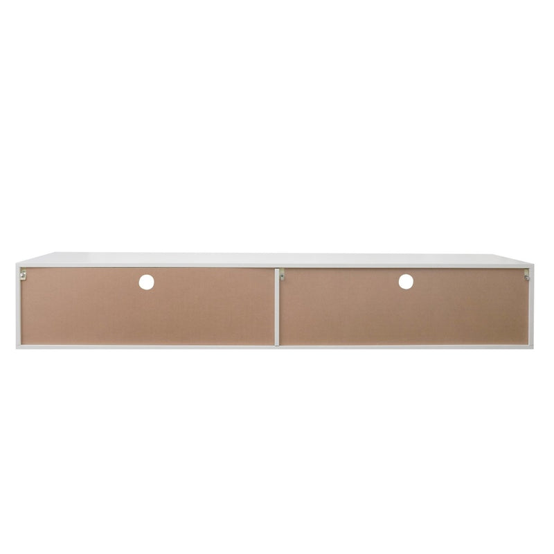 180 Wall Mounted Floating 80" TV Stand with 20 Color LEDs White - Atlantic Fine Furniture Inc