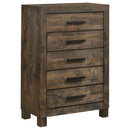 Woodmont - 5-Drawer Bedroom Chest - Rustic Golden Brown - Atlantic Fine Furniture Inc