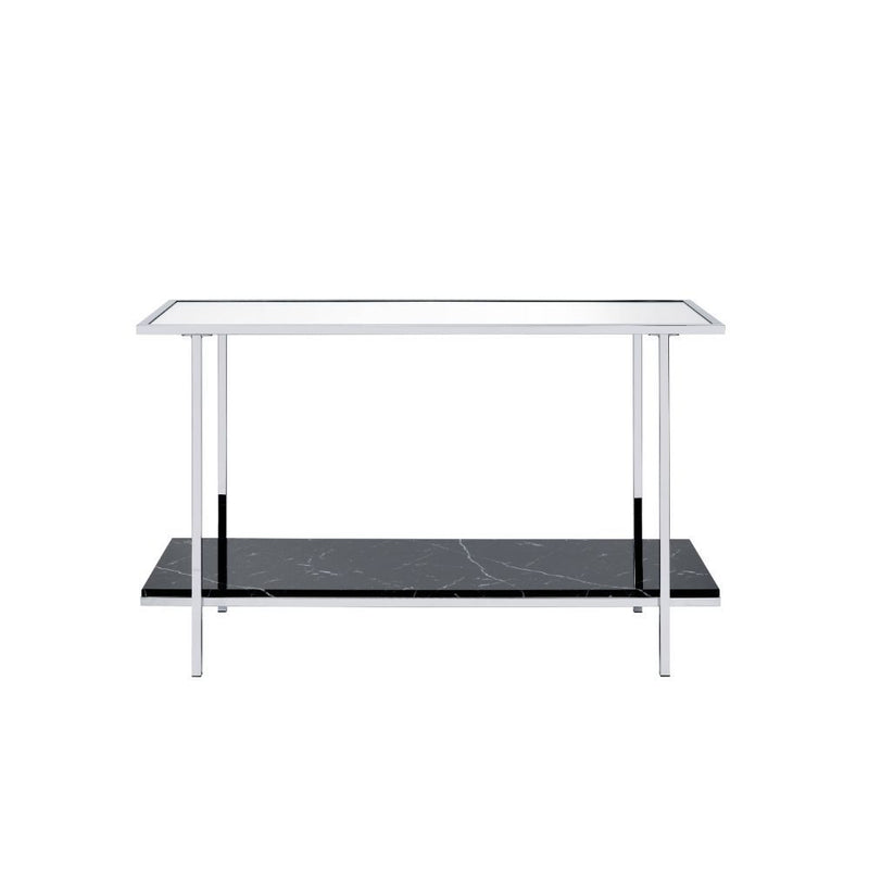 Angwin - Accent Table - Mirrored, Faux Marble & Chrome