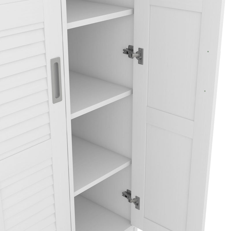 3-Door Shutter Wardrobe With Shelves, White