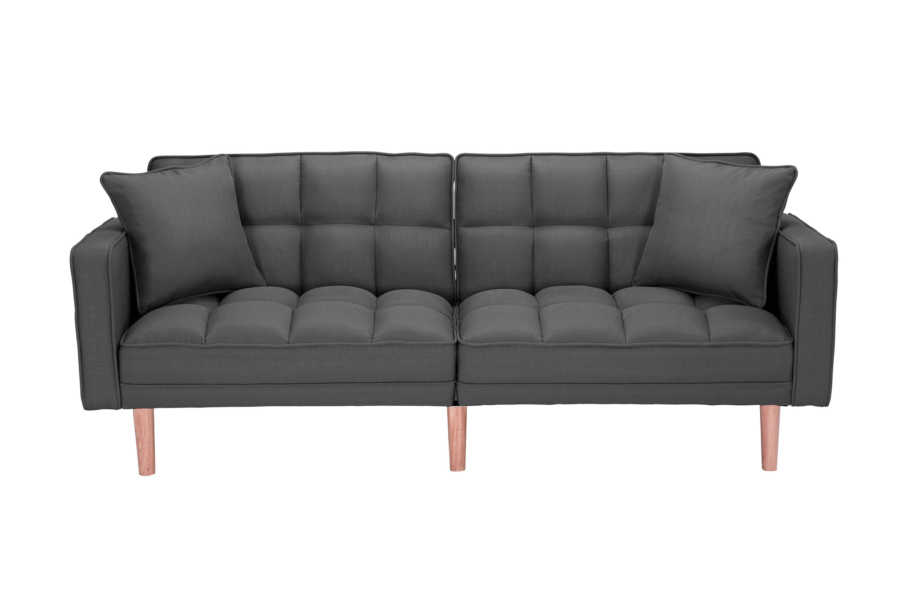 FUTON SLEEPER SOFA WITH 2 PILLOWS DARK GREY FABRIC（W223S01338 、W223S00417。Size difference, See Details in page.） - Atlantic Fine Furniture Inc