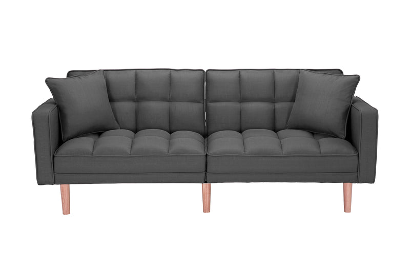 FUTON SLEEPER SOFA WITH 2 PILLOWS DARK GREY FABRIC（W223S01338 、W223S00417。Size difference, See Details in page.） - Atlantic Fine Furniture Inc