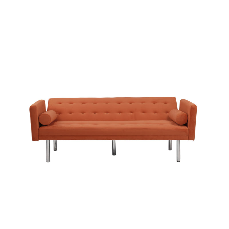 Square arm sleeper sofa Orange Velvet ***Not available for sale on Walmart***