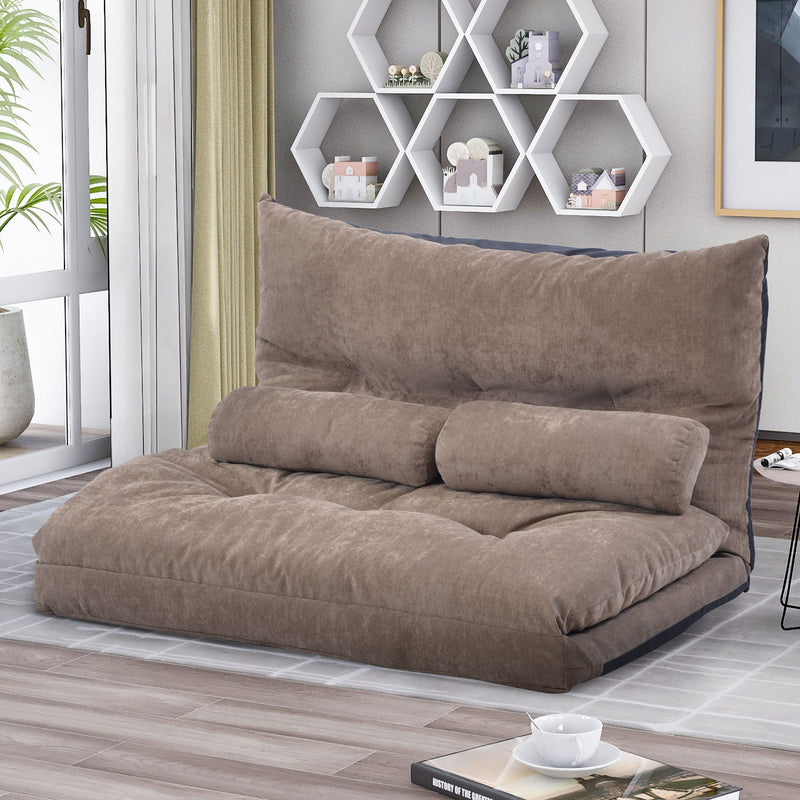 Orisfur Lazy Sofa Adjustable Folding Futon Sofa Video Gaming Sofa With Two Pillows