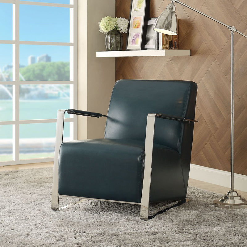 Rafael - Accent Chair - Teal PU & Stainless Steel