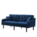 FUTON SOFA SLEEPER BLUE VELVET WITH 2 PILLOWS（same as W223S01366、W223S00358。Size difference, See Details in page.） ***Not available for sale on Walmart*** - Atlantic Fine Furniture Inc