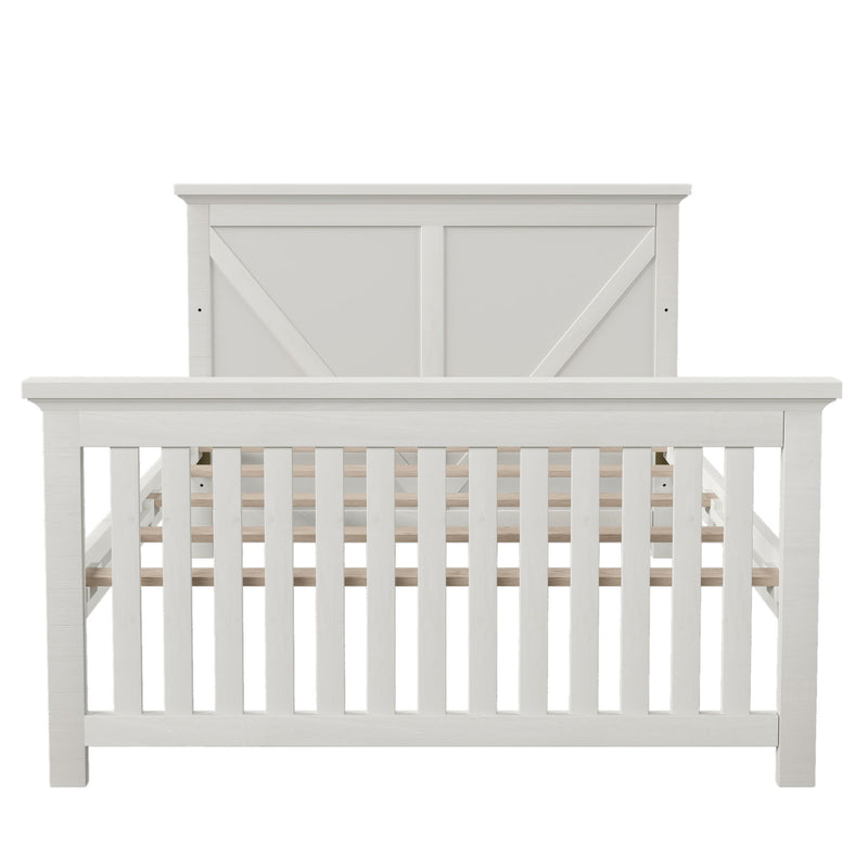 Rustic Farmhouse Style 4-In-1 Convertible Full Bed Rails, White