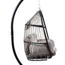 Hanging Swing  Chair Outdoor Patio Wicker  ,  PVC Rattan Swing Hammock Egg Chair with C Type Bracket ,  With Cushion and Pillow for Indoor,Outdoor，Gray - Atlantic Fine Furniture Inc