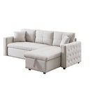Artemax 87.7“Leathaire Reversible Sleeper Sectional Sofa with storage - Atlantic Fine Furniture Inc