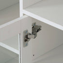 ON-TREND TV Stand for TV up to 60in with 4 Tempered Glass Doors Adjustable Panels Open Style Cabinet, Sideboard for Living room, White (OLD SKU:WF286785AAK) - Atlantic Fine Furniture Inc