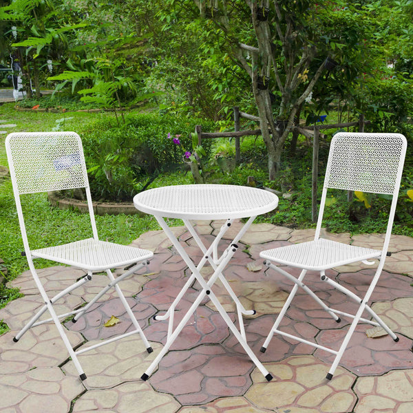 Premium Steel Patio Bistro Set, Folding Outdoor Patio Furniture Sets, 3 Piece Patio Set of Foldable Patio Table and Chairs - Atlantic Fine Furniture Inc