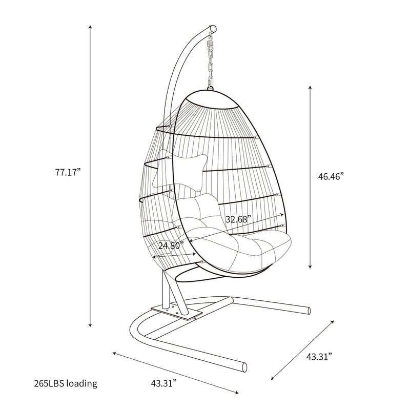 egg shape SINGLE SWING chair for garden patio - Atlantic Fine Furniture Inc